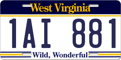 WV license plate 1AI881