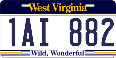 WV license plate 1AI882