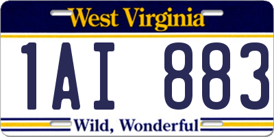 WV license plate 1AI883