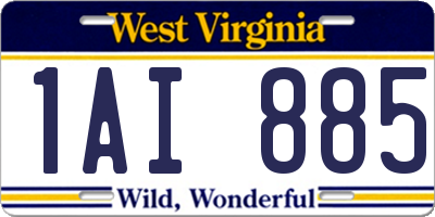 WV license plate 1AI885