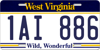 WV license plate 1AI886