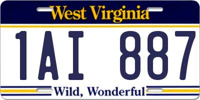 WV license plate 1AI887