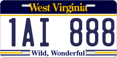 WV license plate 1AI888