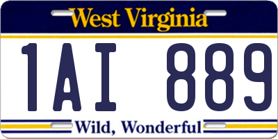 WV license plate 1AI889