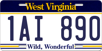 WV license plate 1AI890