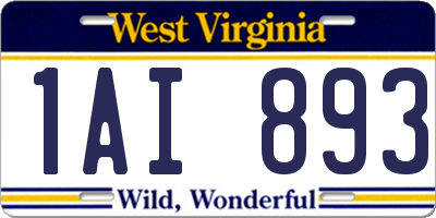 WV license plate 1AI893