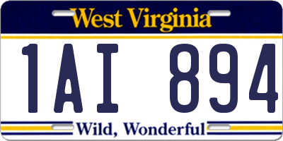 WV license plate 1AI894