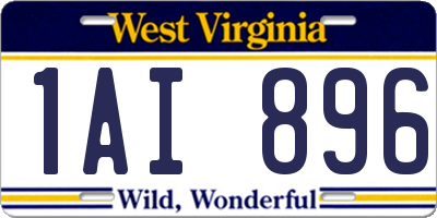 WV license plate 1AI896