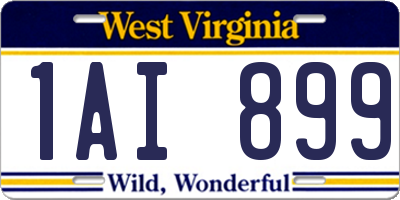 WV license plate 1AI899