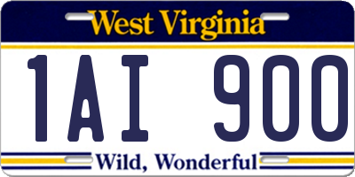 WV license plate 1AI900