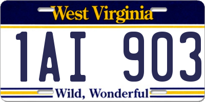 WV license plate 1AI903