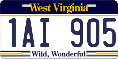 WV license plate 1AI905