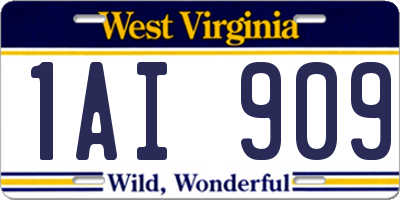 WV license plate 1AI909