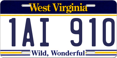 WV license plate 1AI910