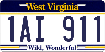 WV license plate 1AI911