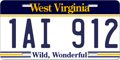 WV license plate 1AI912