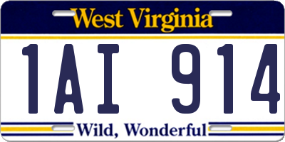 WV license plate 1AI914