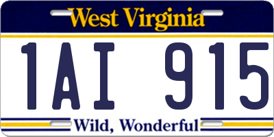 WV license plate 1AI915