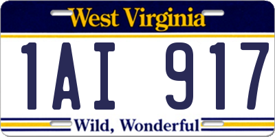 WV license plate 1AI917