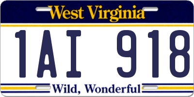 WV license plate 1AI918