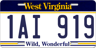 WV license plate 1AI919