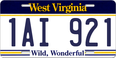 WV license plate 1AI921