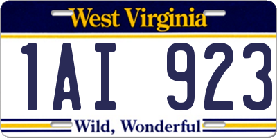 WV license plate 1AI923