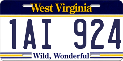 WV license plate 1AI924