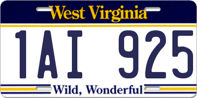 WV license plate 1AI925