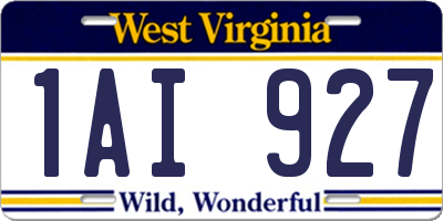 WV license plate 1AI927