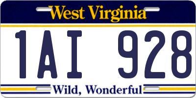 WV license plate 1AI928