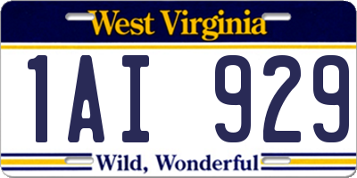 WV license plate 1AI929