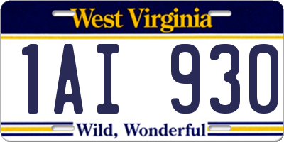 WV license plate 1AI930