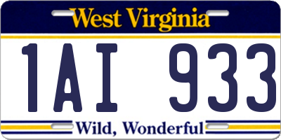 WV license plate 1AI933