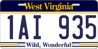WV license plate 1AI935