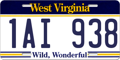 WV license plate 1AI938