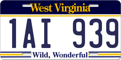 WV license plate 1AI939