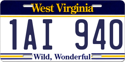 WV license plate 1AI940