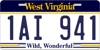 WV license plate 1AI941