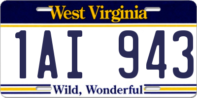 WV license plate 1AI943