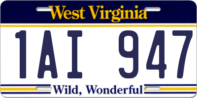 WV license plate 1AI947