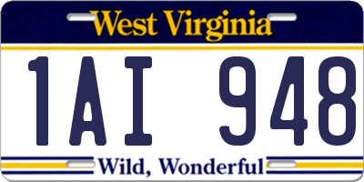 WV license plate 1AI948