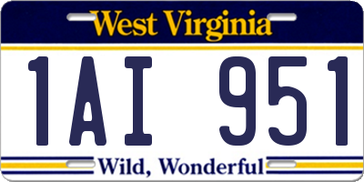 WV license plate 1AI951