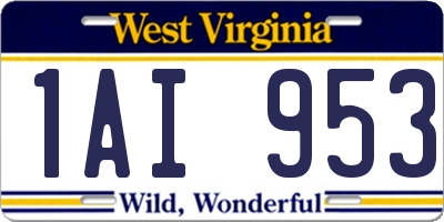 WV license plate 1AI953