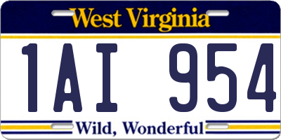 WV license plate 1AI954