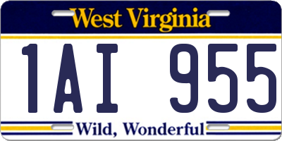 WV license plate 1AI955