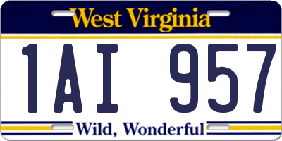 WV license plate 1AI957