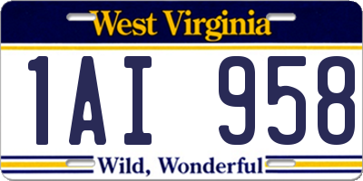 WV license plate 1AI958