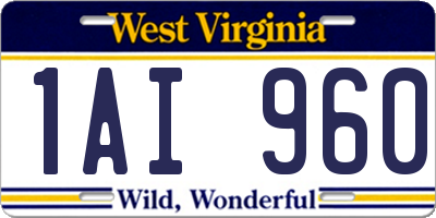 WV license plate 1AI960