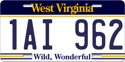 WV license plate 1AI962